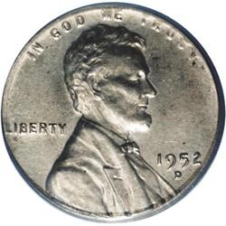 1952-D 1C Lincoln Cent--Struck on a Silver Dime Planch 1952-D[1C] Lincoln Cent--Struck on a Silver D