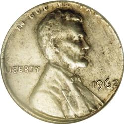 1962 1C Lincoln Cent--Struck on Dime Planchet--AU58 NG 1962[1C] Lincoln Cent--Struck on Dime Planche