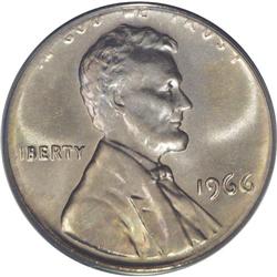 1966 MS MS65 PCGS. 1966[1C] Lincoln Cent--Struck on a Clad Dime Planchet--MS65 PCGS.