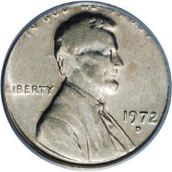 1972-D 1C Lincoln Cent--Struck on a Clad Dime Planchet 1972-D[1C] Lincoln Cent--Struck on a Clad Dim