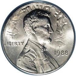 1988 1C Lincoln Cent--Double Denomination a Struck Dim 1988[1C] Lincoln Cent--Double Denomination on
