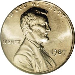 1989 1C Lincoln Cent--Struck on a Dime Planchet--MS66 1989[1C] Lincoln Cent--Struck on a Dime Planch