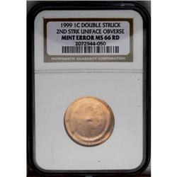 1999 1C Lincoln Cent--Double Struck, Second Strike Uni 1999[1C] Lincoln Cent--Double Struck, Second 