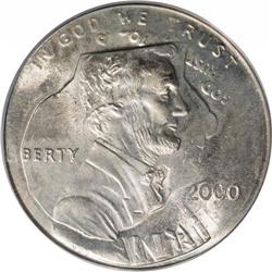 2000 1C Lincoln Cent--Struck on a 1999-P Roosevelt Dim 2000[1C] Lincoln Cent--Struck on a 1999-P Roo