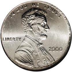 2000 1C Lincoln Cent--Double Struck Flipover on a 2000 2000[1C] Lincoln Cent--Double Struck Flipover