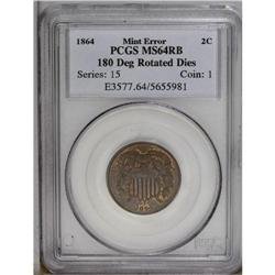 1864 2C Large Motto Two Cent Piece--180 Degree Rotated 1864[2C] Large Motto Two Cent Piece--180 Degr