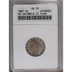 1887 5C Liberty Nickel--Struck on a Columbia Five Cent 1887[5C] Liberty Nickel--Struck on a Columbia