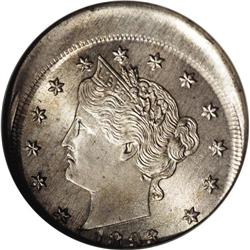 1893 5C Liberty Nickel--Struck about 10% Off Center. M 1893[5C] Liberty Nickel--Struck about 10% Off
