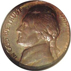 1962 5C Jefferson Nickel--Struck on a Cent Planchet--M 1962[5C] Jefferson Nickel--Struck on a Cent P