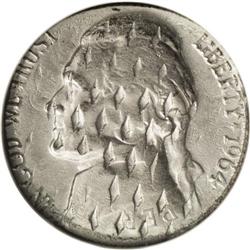 1964-D 5C Jefferson Nickel--Struck on a damaged India 1964-D[5C] Jefferson Nickel--Struck on a damag