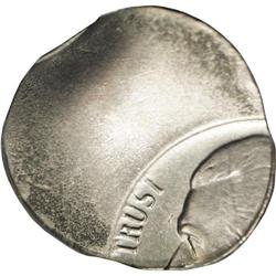 No Date 5C Jefferson Nickel--Struck 70% Off Center on Undated[5C] (1967-1982) Jefferson Nickel--Stru