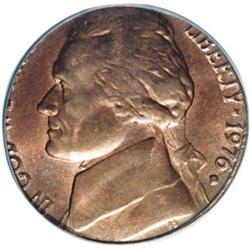 1976-D 5C Jefferson Nickel--Struck on Cent Planchet--M 1976-D[5C] Jefferson Nickel--Struck on Cent P