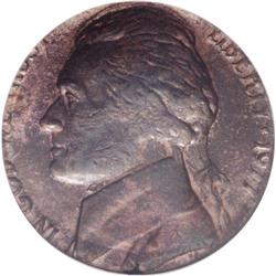 1977 5C Jefferson Nickel--Struck on a Cent Planchet--M 1977[5C] Jefferson Nickel--Struck on a Cent P