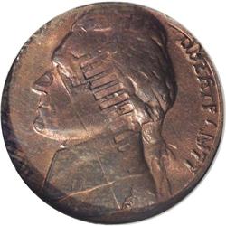 1977 5C Jefferson Nickel--Struck on a Struck Lincoln C 1977[5C] Jefferson Nickel--Struck on a Struck