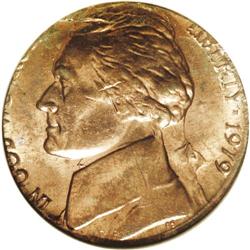 1979 5C Jefferson Nickel--Struck on a Cent Planchet--M 1979[5C] Jefferson Nickel--Struck on a Cent P