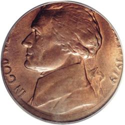 1979 5C Jefferson Nickel--Struck 5% Off Center on a Ce 1979[5C] Jefferson Nickel--Struck 5% Off Cent