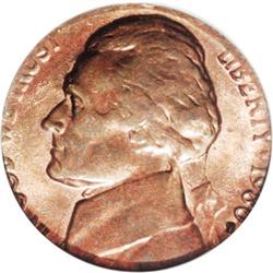 1980-P 5C Jefferson Nickel--Struck on a Cent Planchet- 1980-P[5C] Jefferson Nickel--Struck on a Cent