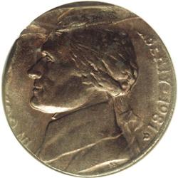 1981-D 5C Jefferson Nickel--Struck on a Damaged Cent P 1981-D[5C] Jefferson Nickel--Struck on a Dama