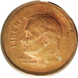 1999-D 10C Roosevelt Dime--Broadstruck on a Cent Planc 1999-D[10C] Roosevelt Dime--Broadstruck on a 