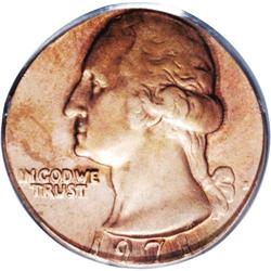 1971-D 25C Washington Quarter--Struck on a Cent Planch 1971-D[25C] Washington Quarter--Struck on a C