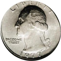 1977 25C Washington Quarter--Struck on a Five Cents Pl 1977[25C] Washington Quarter--Struck on a Fiv