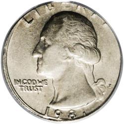 1981-P 25C Washington Quarter--Struck on a Five Cents 1981-P[25C] Washington Quarter--Struck on a Fi