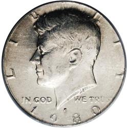 1980-P 50C Kennedy Half--Struck on an Anthony Dollar P 1980-P[50C] Kennedy Half--Struck on an Anthon
