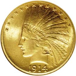 1914-S $10 MS63 NGC. Reverse Lamination. A large diago 1914-S[$10] Indian Eagle--Reverse Lamination-