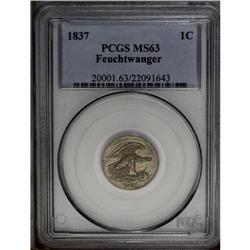 1837 1C Feuchtwanger Cent MS63 PCGS. Low-120, HT-268, 1837[1C] Feuchtwanger Cent MS63 PCGS.