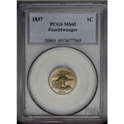 1837 1C Feuchtwanger Cent MS65 PCGS. Low-120, HT-268, 1837[1C] Feuchtwanger Cent MS65 PCGS.