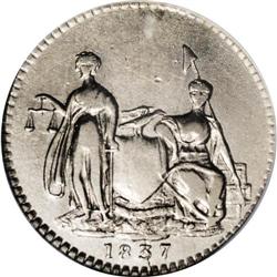 1837 3C Feuchtwanger Three Cent--Improperly Cleaned--N 1837[3C] Feuchtwanger Three Cent--Improperly 