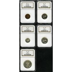 1941 Proof Set PR62 to PR64 NGC. The set includes: Cent 1941 Proof Set PR62 to PR64 NGC.
