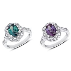 GIA 2.20CT NATURAL ALEXANDRITE 14K WHITE GOLD RING