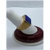Image 2 : ONE 14KT YELLOW GOLD NATURAL LAPIS LAZULI GENTS DRESS RING
