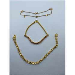 3 GOLD BRACELETS MARKS ON ONE IS PT 9999, AND 916 AND 750