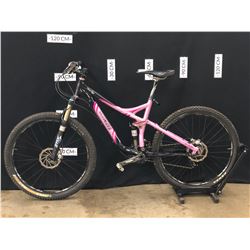 PINK AND BLACK SPECIALIZED SAFIRE COMP 27 SPEED FULL SUSPENSION MOUNTAIN BIKE WITH FRONT AND REAR