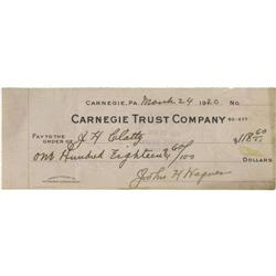 1920 Honus Wagner Signed Check PSA/DNA
