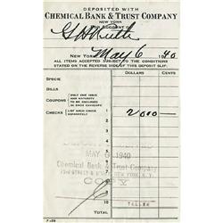 1940 Babe Ruth Signed Bank Deposit Slip PSA/DNA