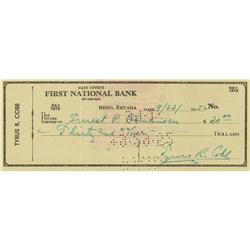 1952 Ty Cobb Signed Check PSA/DNA