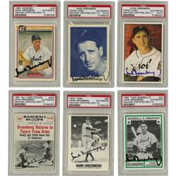 Hank Greenberg Signed Trading Cards (6) PSA/DNA