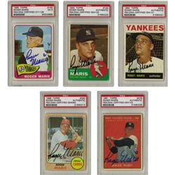 Roger Maris Signed Topps Cards Lot of 5 PSA/DNA