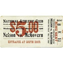 1906 Battling Nelson vs. McGovern Full Ticket