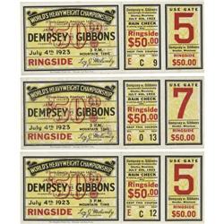 1923 Dempsey vs. Gibbons Fight Full Tickets Lot 