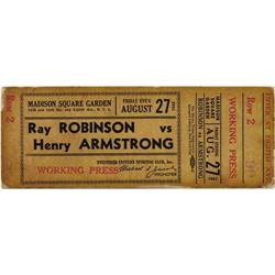 1943 Sugar Ray Robinson vs Armstrong Full Ticket