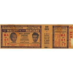 1952 Marciano-Walcott I Full Unused Ticket 