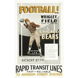 1929 Chicago Bears Schedule Broadside with Red Grange