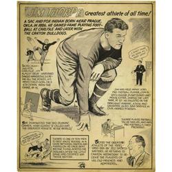 Jim Thorpe Signed Original Cartoon Artwork