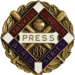 1939 World Series (New York Yankees) Press Pin 