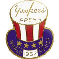 1952 World Series (New York Yankees) Press Pin 