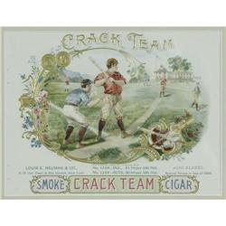 "19th Century ""Crack Team"" Baseball Cigar Label "